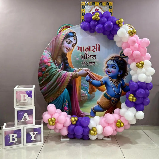 Radha Krishna Pastel Balloon Backdrop Frame