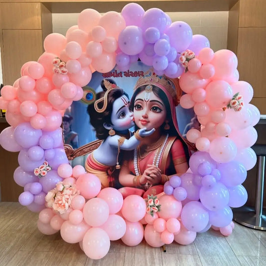 Radha Krishna Pastel Balloon Backdrop Frame