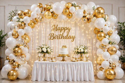 Blue/Gold White & Silver Birthday Theme